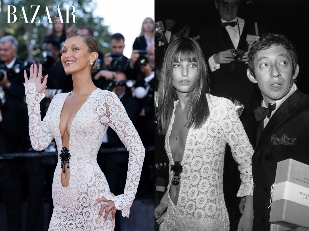 Bella Hadid tri ân Jane Birkin với khoảnh khắc đắt giá ở Cannes缩略图