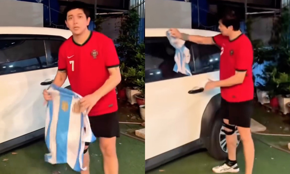 Ca sĩ Tim hứng chỉ trích dữ dội khi dùng áo của đội tuyển Argentina để lau xe缩略图