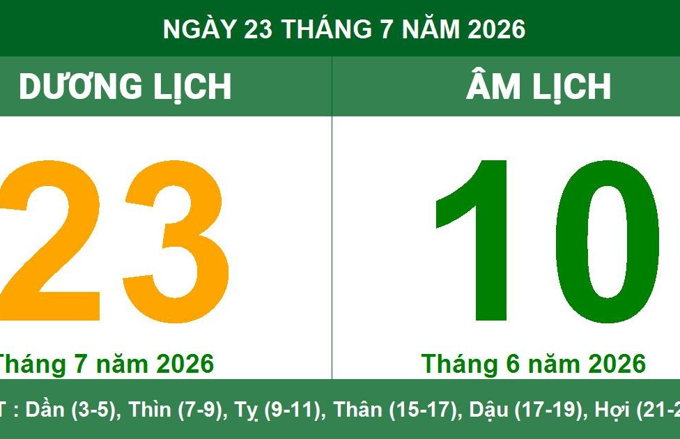 Lịch Âm Dương ngày 23/7/2026: Ngày cát lành phù hợp cho khởi sự và kinh doanh缩略图
