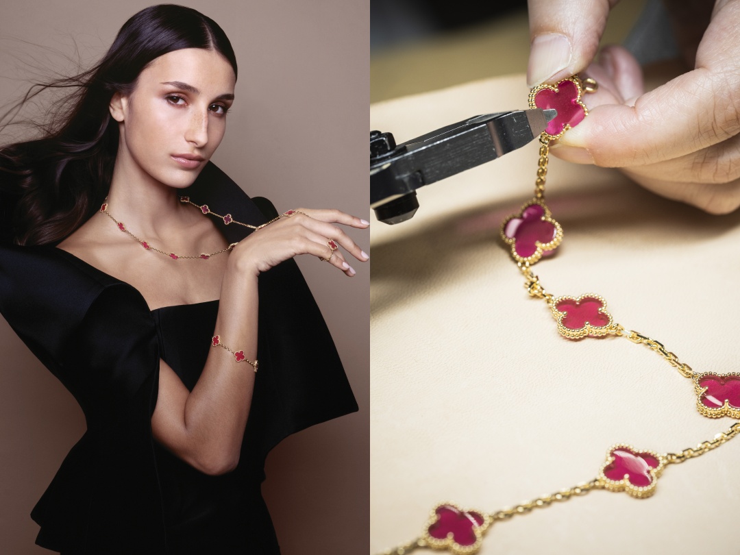 Lớp men hồng mới trên họa tiết Van Cleef & Arpels Alhambra biểu tượng缩略图