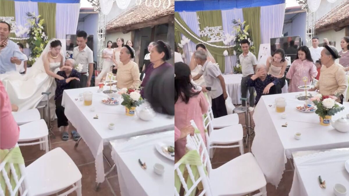 Cụ bà che mặt khóc như mưa khi cháu gái lấy chồng, dân mạng muốn khóc theo缩略图