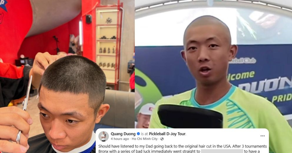 Vừa đổi kiểu tóc được ít ngày, Quang Dương Pickleball đã phải trở lại với kiểu đầu quen thuộc缩略图