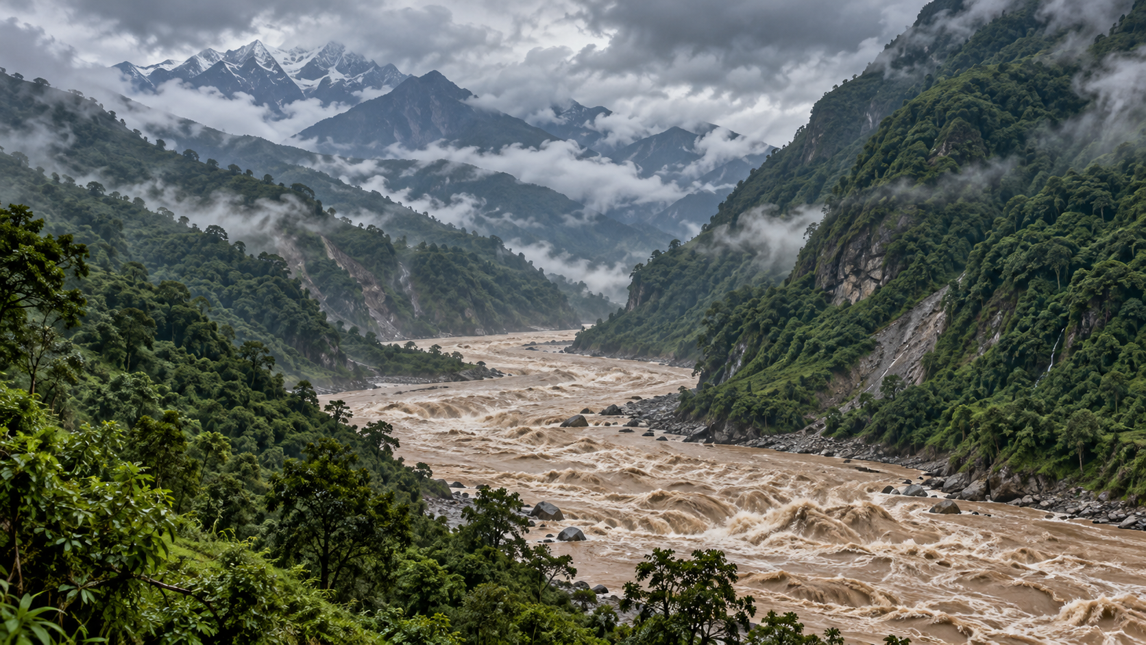 Lũ mới cuốn trôi nhà và cầu ở Nepal, 5 người mất tích缩略图