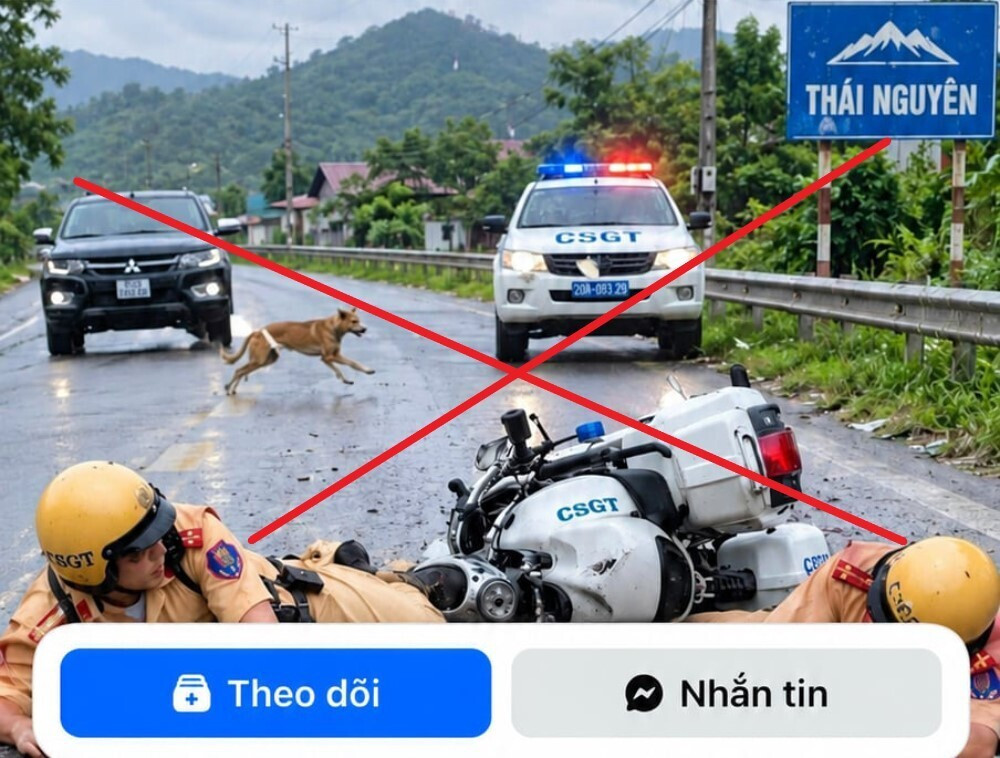 Hình ảnh 2 CSGT gặp tai nạn ở Thái Nguyên là sản phẩm của AI缩略图