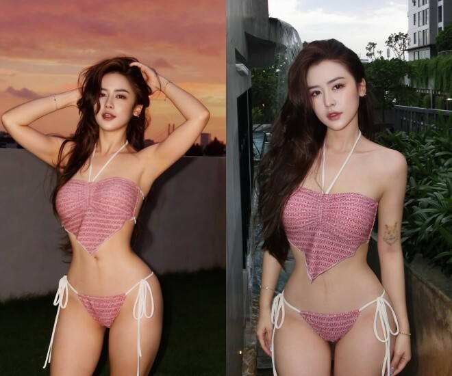 Mỹ nhân Gia Lai diện bikini hồng đào khoe dáng đồng hồ cát , phong cách ngày càng táo bạo缩略图