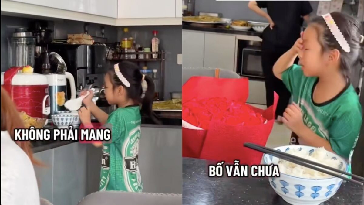 Xúc động clip con gái rượu 6 tuổi &amp;apos;chống lệnh&amp;apos; mẹ để mang cơm cho bố đang say缩略图